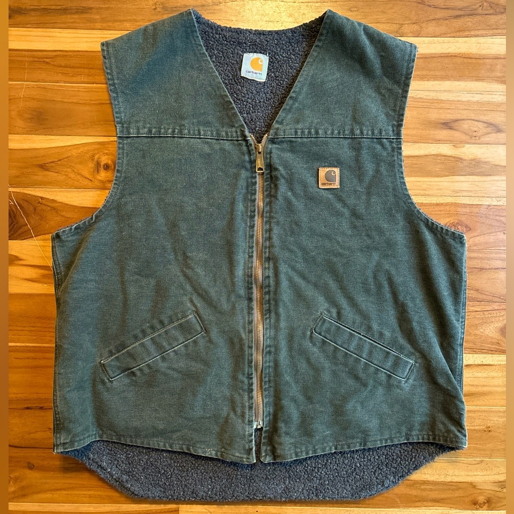 Vintage Y2K Carhatt Sherpa Vest Dark olive L